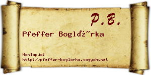 Pfeffer Boglárka névjegykártya